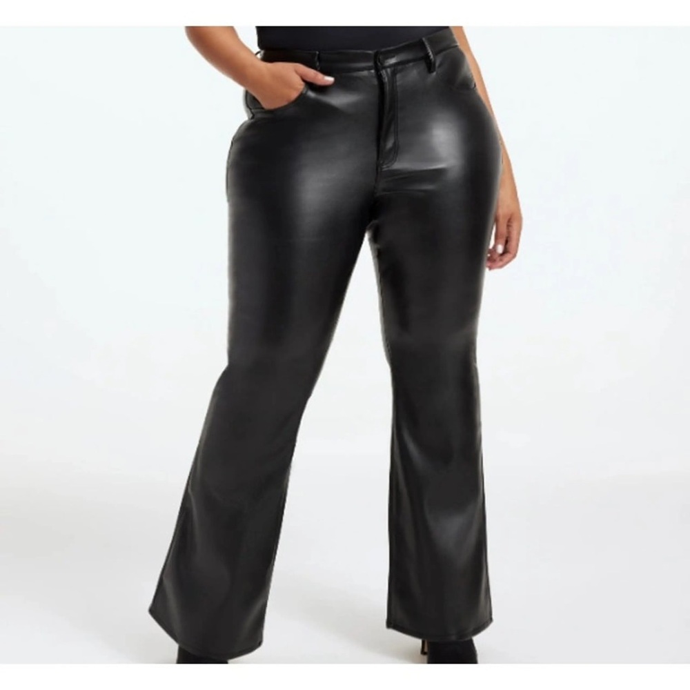 ARULA Black Pleather Flare Pants, Size 16 - Picture 1 of 5